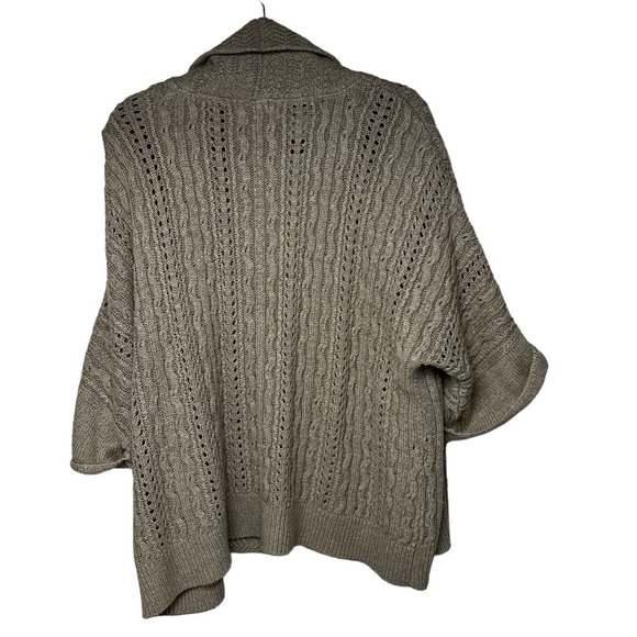 Sonoma Beige Tan Cable Knit Acrylic Open Front Cardigan Size 2XL XXL 3/4 Sleeve - Picture 4 of 7